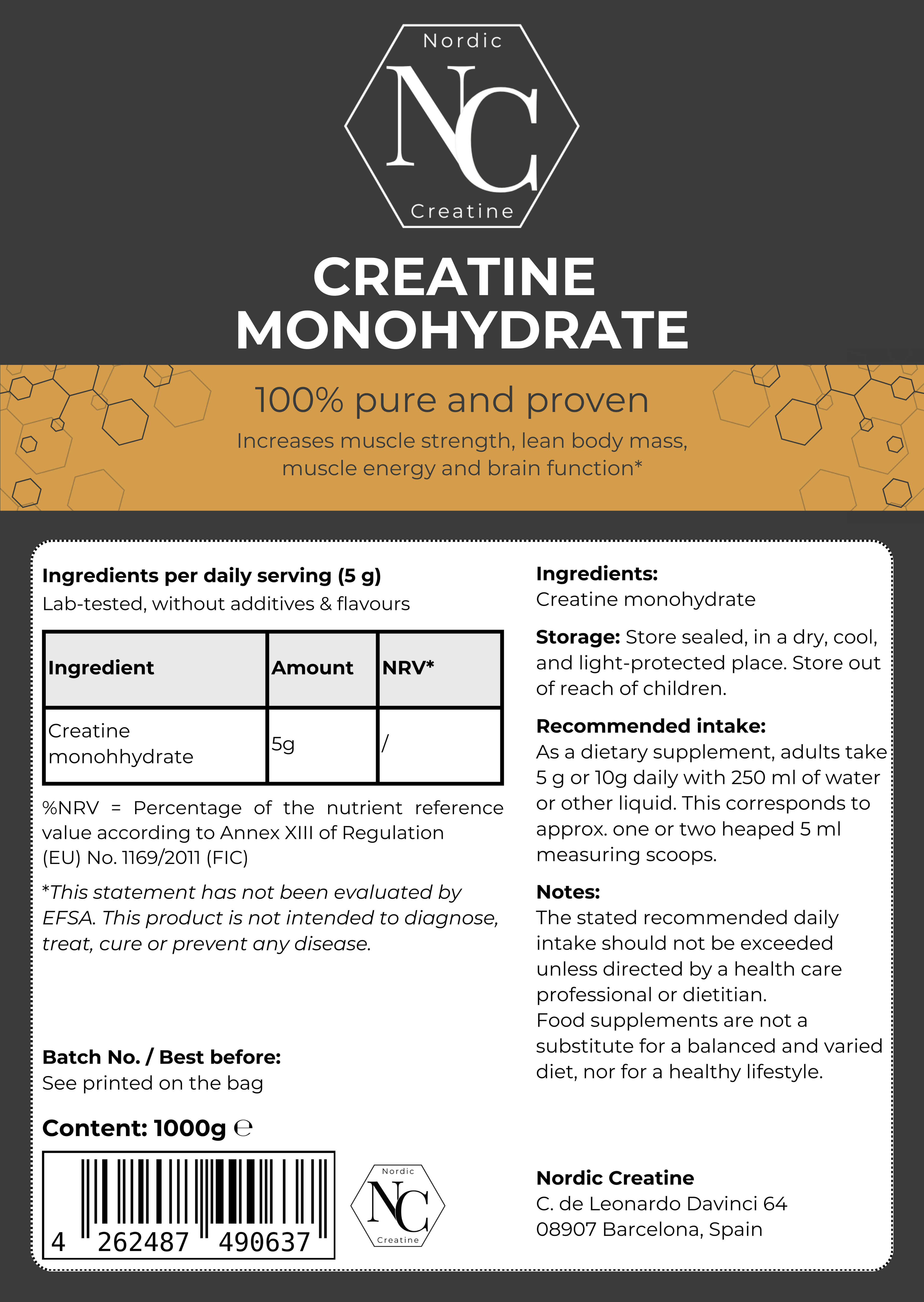 100% Pure Creatine Monohydrate